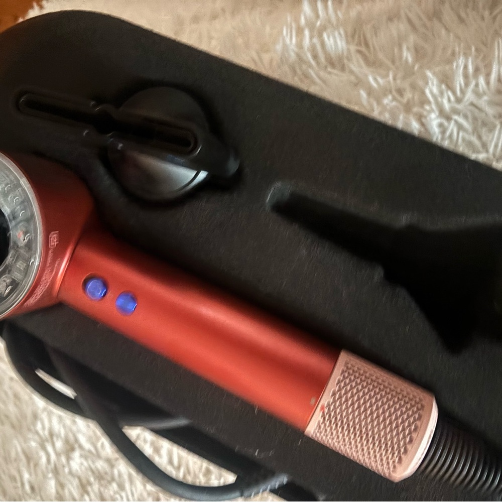 Red Hair Dryer with Attachments